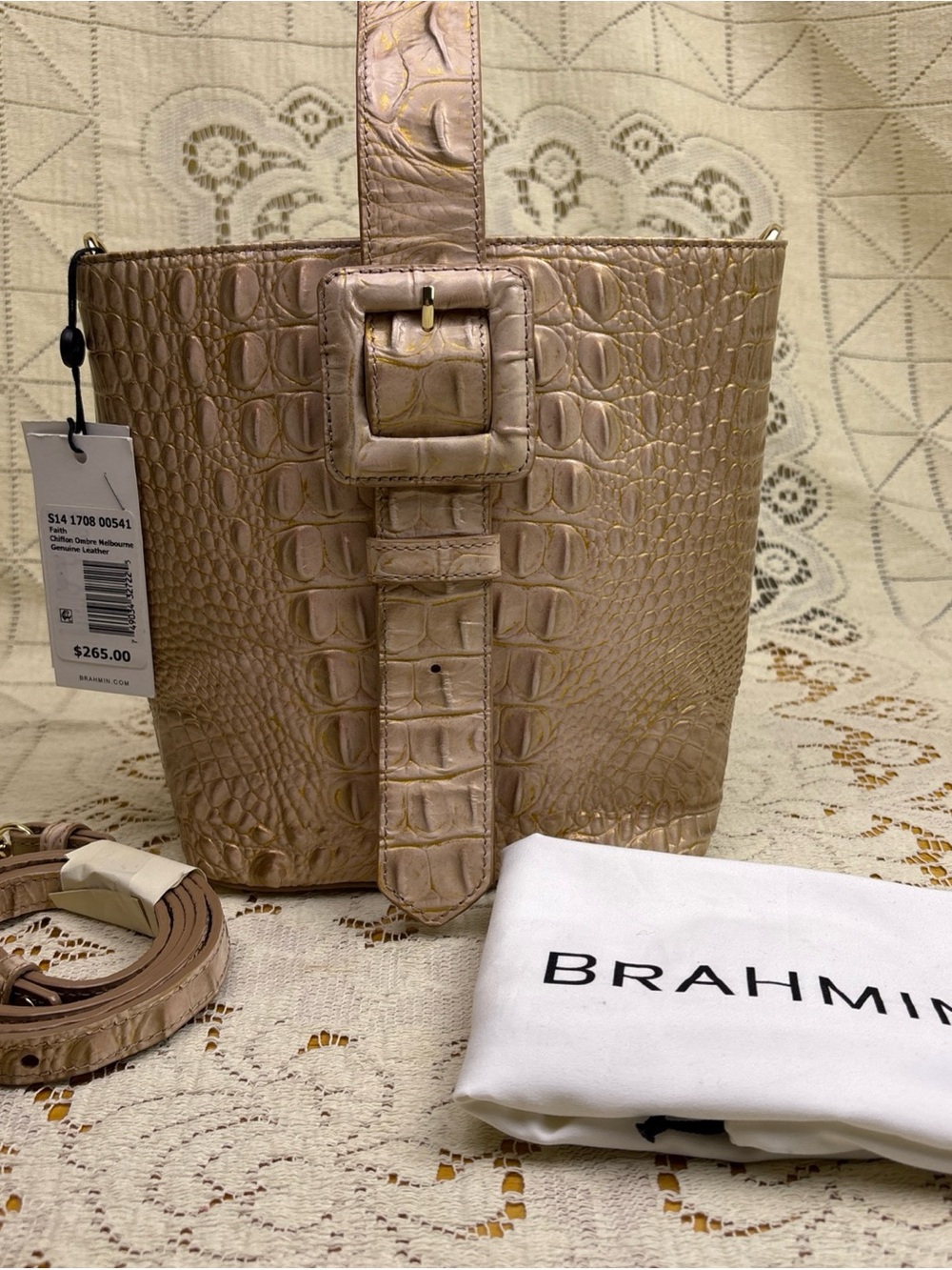 Brahmin Faith Chiffon Ombré Melbourne Leather Bucket Bag